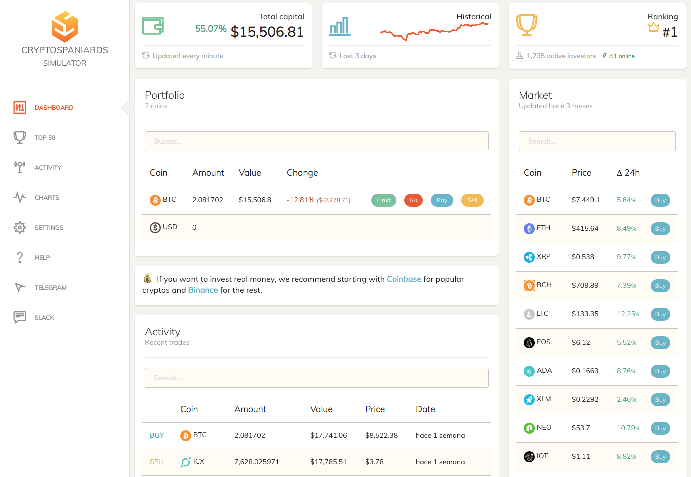 crypto invest simulator